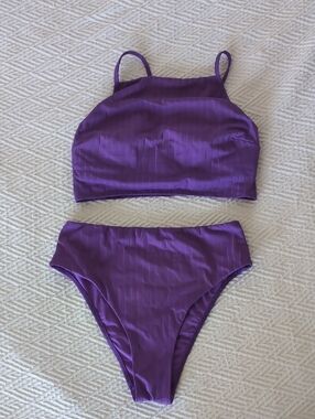 Purple Two-Piece Swim Set Bikini High waist